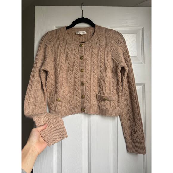 LoveShackFancy Cable Knit Cashmere &
Wool Cardigan - Picture 4 of 7